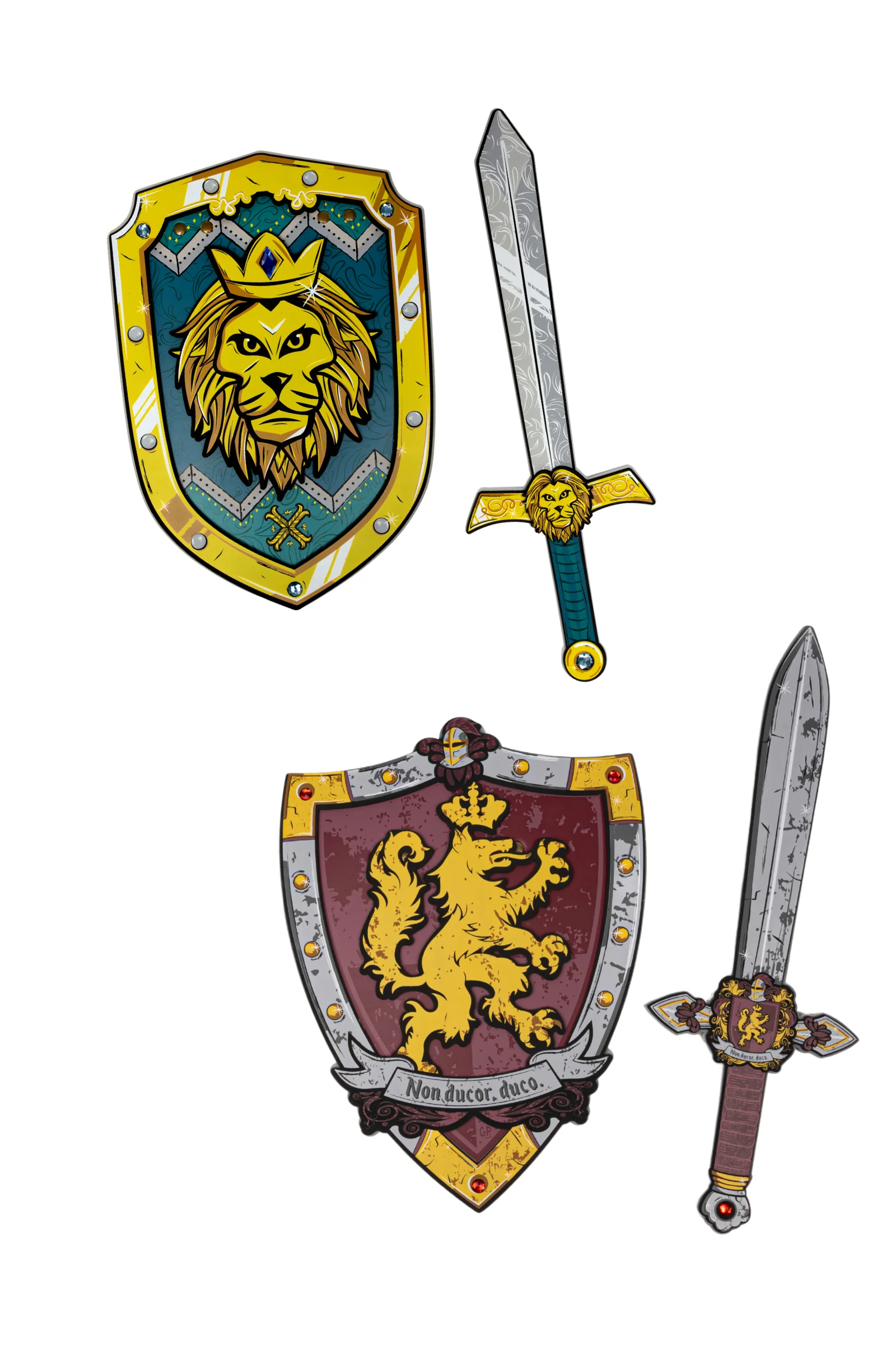 4 Piece Knights Honour Lionheart EVA Foam Sword and Shield Bundle