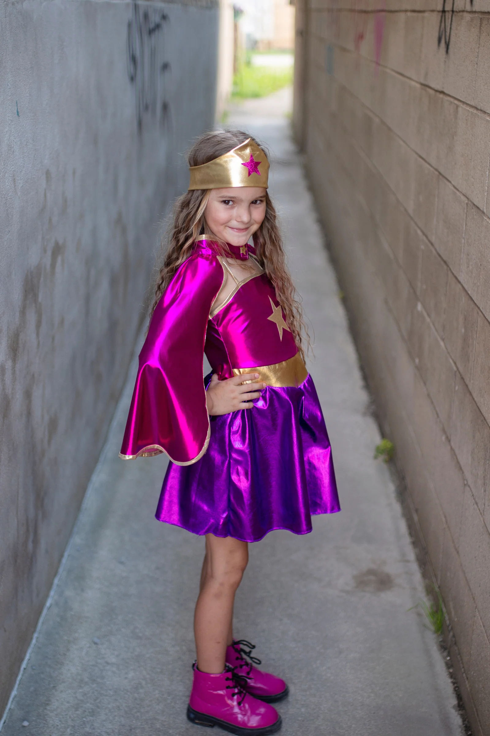 Superhero Star Dress, Cape & Headpiece - Image 2