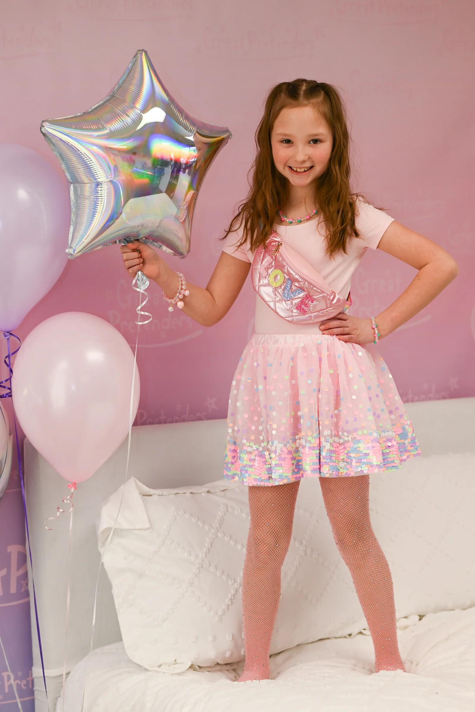 Sequins Skirt with Satin Waistband - Image 2