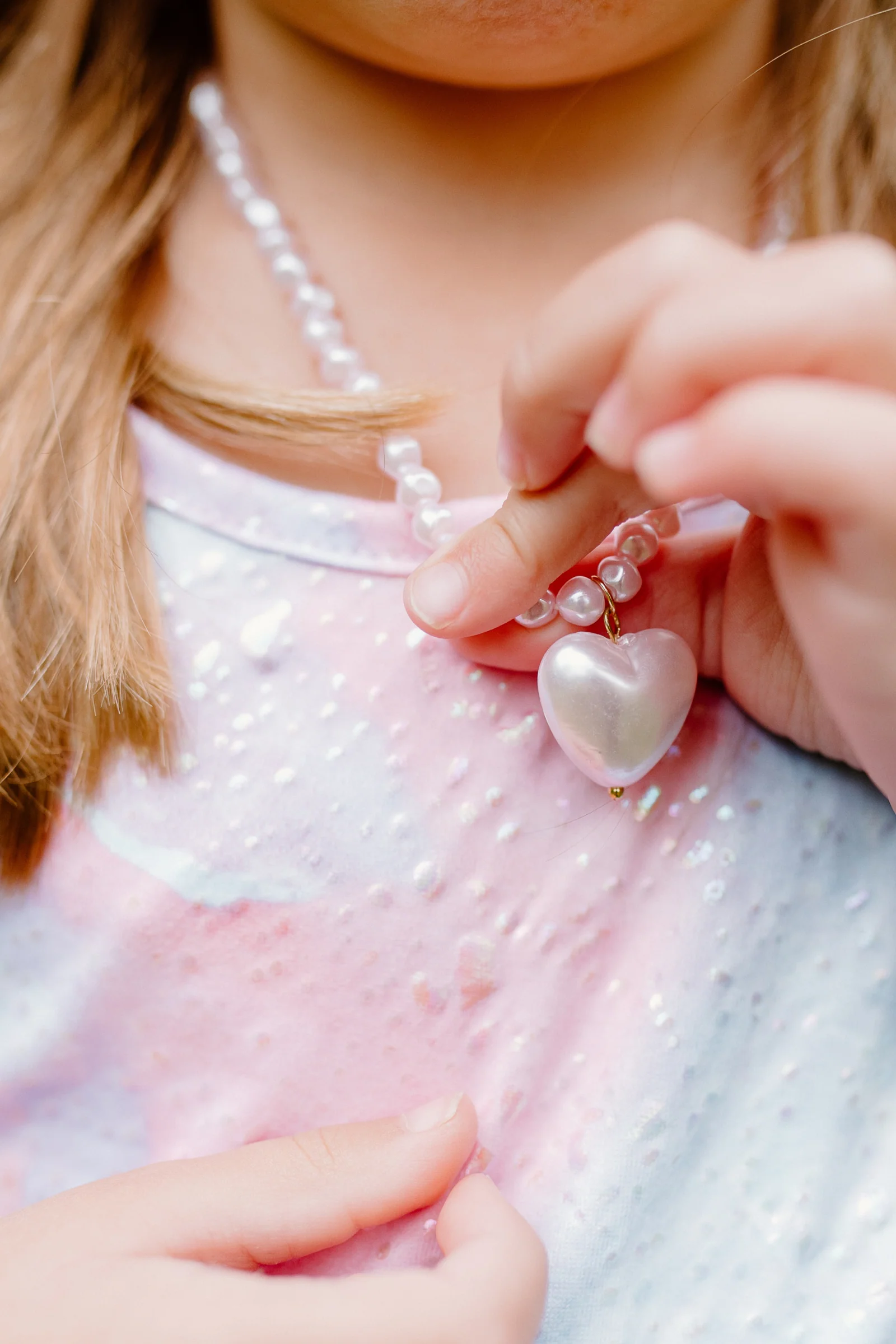 Pink Pearl Heart Necklace - Image 3