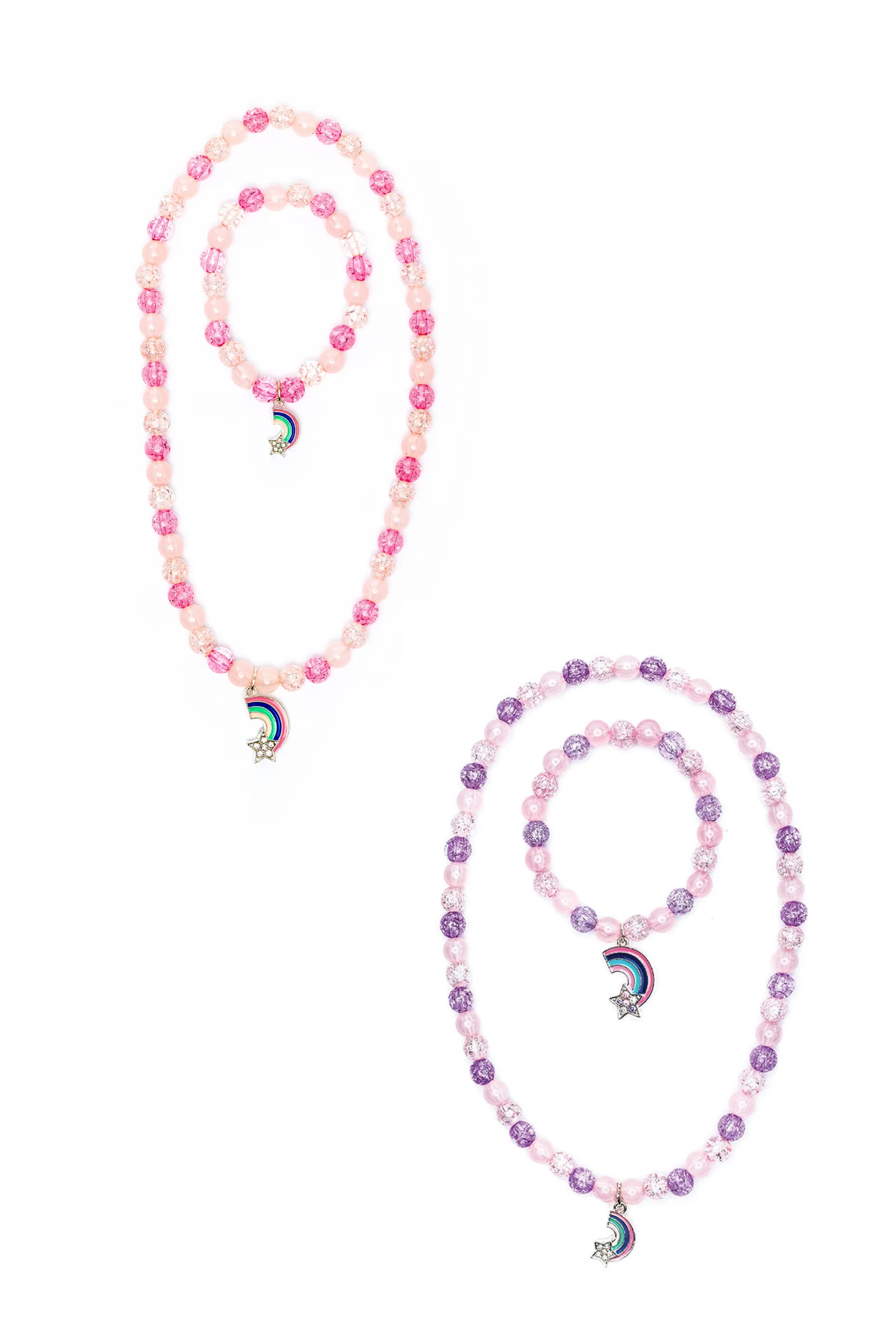 Purple Rainbow Necklace & Bracelet Set, 2pcs Assorted