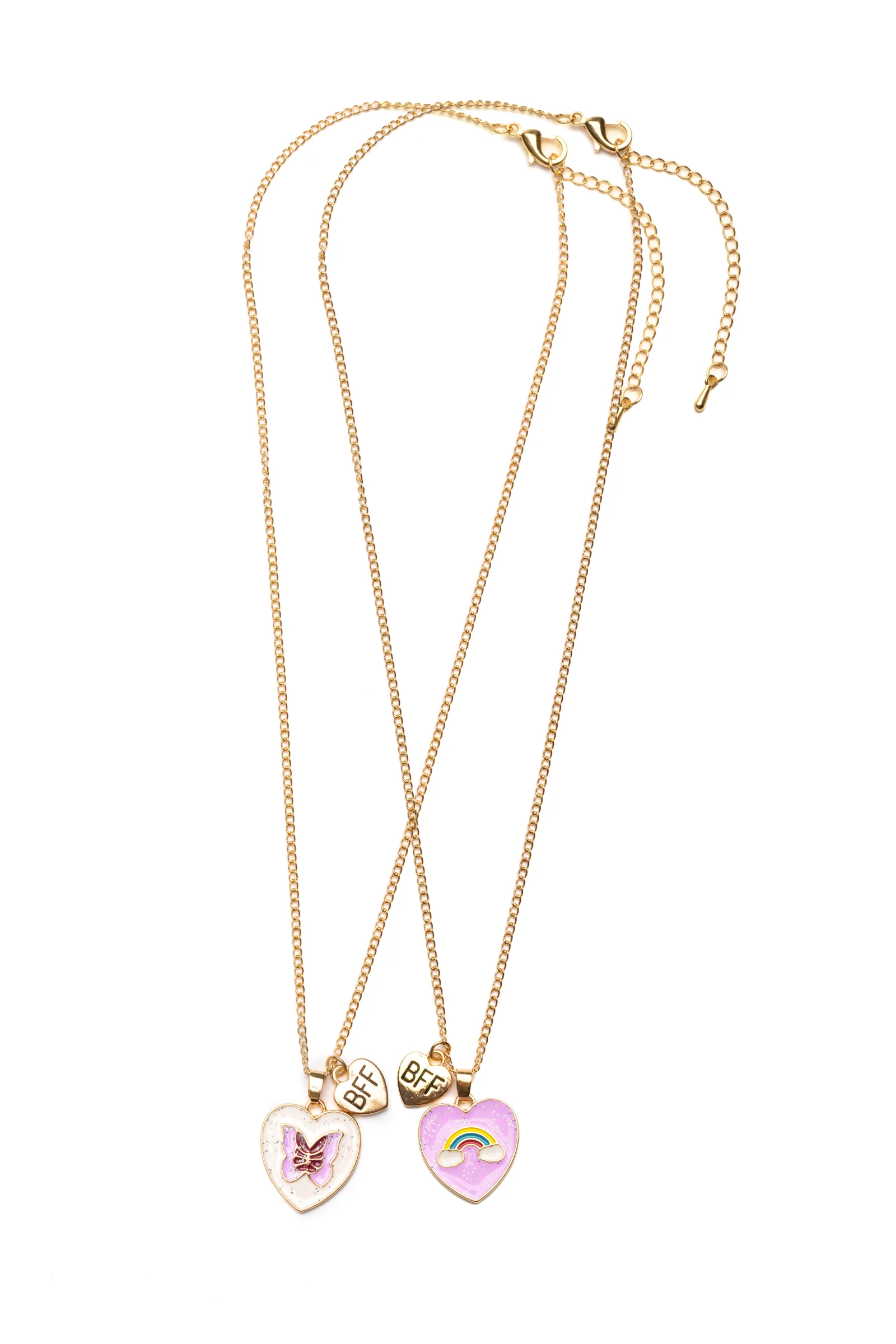 Rainbow Butterfly BFF Necklaces, 2pcs Assorted