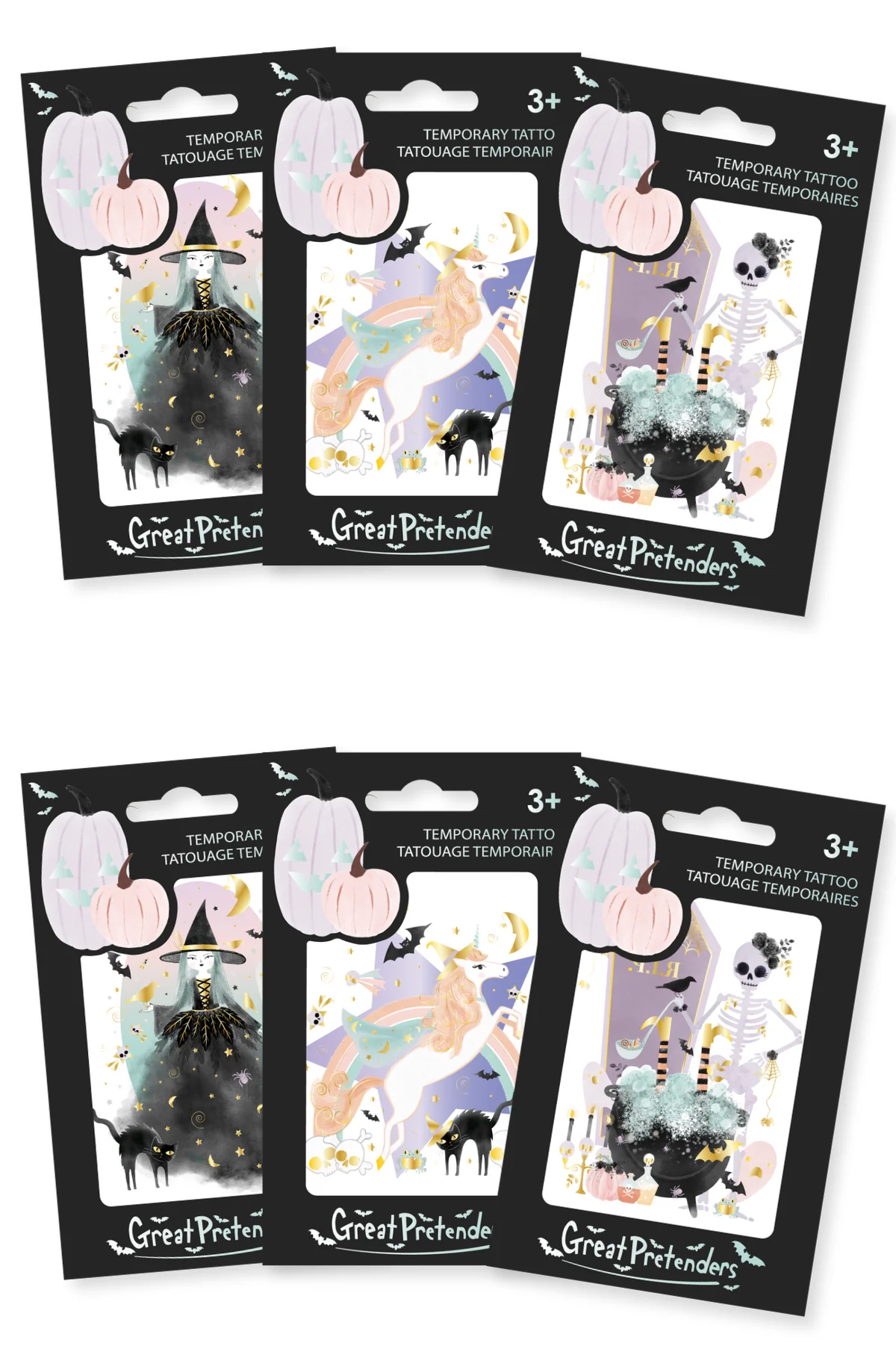 Raven The Halloween Witch Temporary Assorted Tattoo Bundle